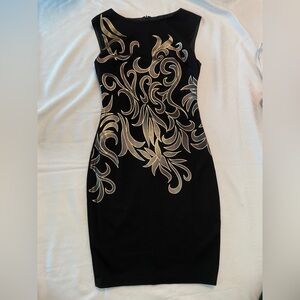 Cache Black Dress with Gold Accents